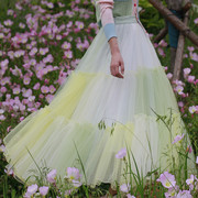 2024夏季小清新高级黄绿，是纱裙木耳边显瘦长裙超仙森系舞蹈