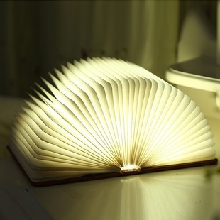 创意折叠书灯led充电小夜灯，生日礼物迷你发光书本台灯床头灯