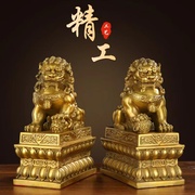 纯铜宫门狮摆件铜狮子一对北京宫门狮子大号家居客厅店铺开业