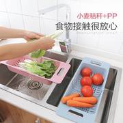 居家家可伸缩水槽沥水架厨房用品，塑料置物架家用放蔬菜碗碟收纳架
