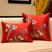 中式沙发靠垫靠枕套中国风刺绣抱枕客厅，婚庆结婚红色床上靠背腰枕