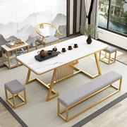 岩板铁艺欧式功夫茶，桌椅现代简约多功能办公家用客厅，茶盘禅意茶桌