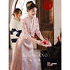新中式粉色马面裙套装，2024国风订婚礼服平时可穿汉服夏季