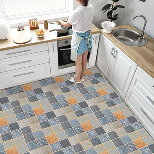 厨房地板贴自粘浴室防水防滑地砖贴纸地面卫生间，耐磨瓷砖贴纸翻新
