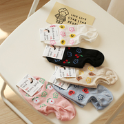 米吉诺拉外贸韩国货卡通ins潮船袜少女学院风运动纯棉吸汗短袜子