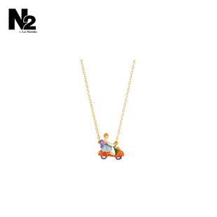 N2 by Les Nereides灰姑娘和南瓜脚踏车吊坠项链 气质浪漫锁骨链