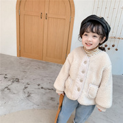 儿童毛毛衣(毛毛衣)韩国童装2022冬款男女童羊羔毛外套(毛，外套)加厚亲子装棉衣