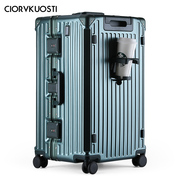 CiorvKuosti行李箱女大容量37开加厚铝框拉杆箱男出国旅行密码箱