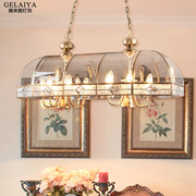 美式餐厅灯复古长方形，欧式厨房吧台吊灯，长条形灯具茶室全铜灯饰
