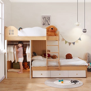 考拉森林交错式上下床带衣柜儿童床错位型上下高低床小户型子母床