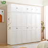 北欧风小户型法式铁皮衣柜家用三开门现代简约卧室钢制金属储物柜