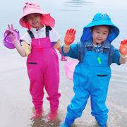 儿童连体下水裤幼儿园全身防水衣服赶海装备沙滩，玩水捞鱼宝宝涉水