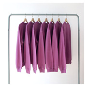 春秋季紫红色火龙果色薄款纯棉，毛圈布圆领(布圆领，)卫衣bf宽松青春潮流