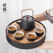 璞器茶具套装家用轻奢日式小型简易茶盘陶瓷黑陶，泡茶壶功夫喝茶杯
