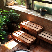 实木花架客厅落地式木凳子，户外室内脚踏阳台，单层防腐木盆景置物架
