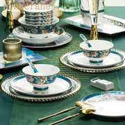 碗碟套装家用景德镇陶瓷器，高档骨瓷餐具，套装轻奢中式碗盘组合送礼
