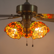 玻璃工艺灯吊扇灯风扇灯客厅餐厅家用简约复古灯具卧室玻璃灯