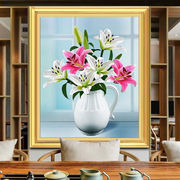 ks十字绣客厅大画百合花瓶，45色满绣小幅花卉餐厅现代简约自己