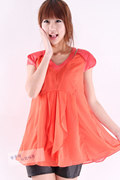 韩国女式士雪纺衫短袖衬衫春夏 洋气质甜美OL韩版裙衣0020