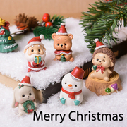 圣诞装饰品树脂小动物摆件创意家居装饰迷你圣诞树老人圣诞节礼物