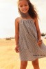 NEXT女童纯棉沙滩裙 2024夏季黑白格子儿童吊带连衣裙 3-16歲