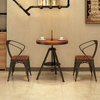 工业风铁艺实木餐桌椅组合咖啡厅奶茶店清吧酒吧可升降小圆桌1017