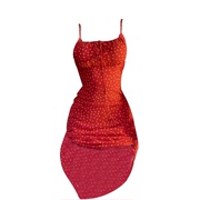 大码胖mm法式红色波点连衣裙，女夏季收腰显瘦度假风吊带长裙子