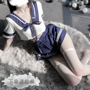 日系校园清纯学生装IK制服蓝白水手海军风超短裙cos软妹猫女演出