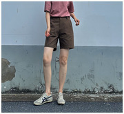 左手日记夏季中性风棕色短裤热裤北欧风工装短裤女帅气休闲