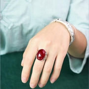 925银戒指水晶仿红宝石红玛瑙，可调节戒指女活口，指环送妈妈