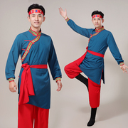 蒙古舞蹈服装男民族表演服成人，练功少数民族男士袍藏族演出服饰