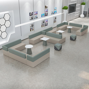 科技布办公沙发创意简约休息区前台会客接待等候培训机构沙发组合