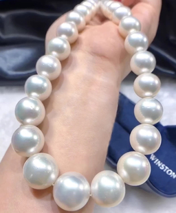圆形强光纯天然淡水珍珠，项链白色11-12-14mm送妈妈