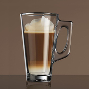 无铅钢化玻璃杯耐热水杯拿铁分层咖啡杯带把果汁奶茶杯家用牛奶杯