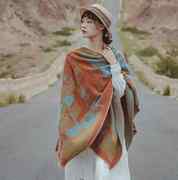 民族风羊绒披肩i文艺披风，新疆西藏沙漠旅游拍照斗篷加厚保暖女