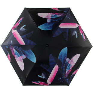 彩虹屋防晒超轻小巧伞数码碳纤维遮阳伞晴雨伞黑胶防紫外线三折伞