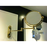 全铜金色化妆镜壁挂，伸缩折叠镜子浴室卫生间，梳妆镜仿古双面美容镜