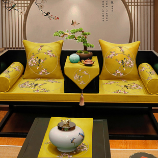 中式古典家具不变形海绵沙发垫五件套罗汉床套单双椅垫定制