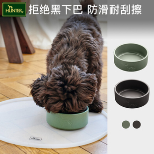 德国hunter狗狗osby陶瓷碗+圆形碗垫猫咪宠物，黑色食盆饭盆水碗
