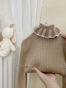 女童秋冬季高领针织衫女宝宝2023娃娃领打底衫儿童冬装上衣