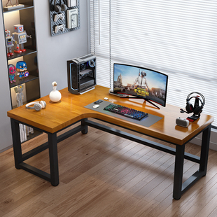 实木转角电脑桌l型台式拐角书桌，靠墙角写字桌，卧室学生家用办公桌