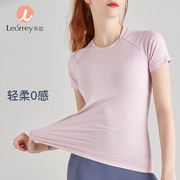 乐拉运动瑜伽休闲短袖夏季女轻薄透气短款运动T恤