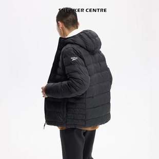 Reebok 基础百搭款纯色短款连帽保暖运动夹克棉服男款黑色 FU1699