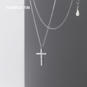 s925纯银项链女韩版个性，十字架吊坠气质，甜美锁骨链轻奢时尚百搭款