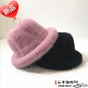 韩国兔毛毛盆帽 女孩渔夫帽 保暖时尚丸子小礼帽 女士圆顶帽子