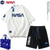 NASA字母联名男女ing情侣休闲套装宽松运动夏季纯棉短袖T恤两件套