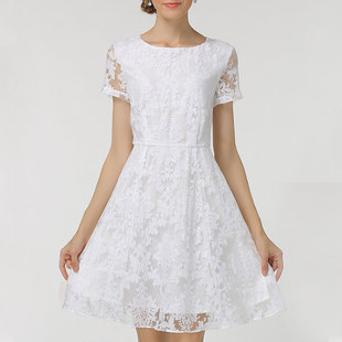 欧货法式白色欧根纱，a字蕾丝蓬蓬连衣裙子，夏季红色大码女装高级感