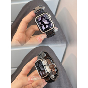 陶瓷黑白适用苹果手表表带，iwatchs8高级感小众applewatchs7女款s9