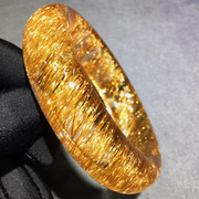 魅晶天然原矿水晶，晶体通透原色铜发晶，顺发晶小宽版手镯