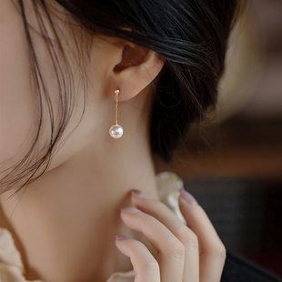 显瘦流苏耳环2023年潮长款珍珠耳坠，女小众设计感高级纯银耳饰